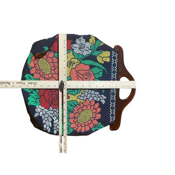 Vintage 70s Beaded Floral Top Handle Bag - Picture 4 of 4